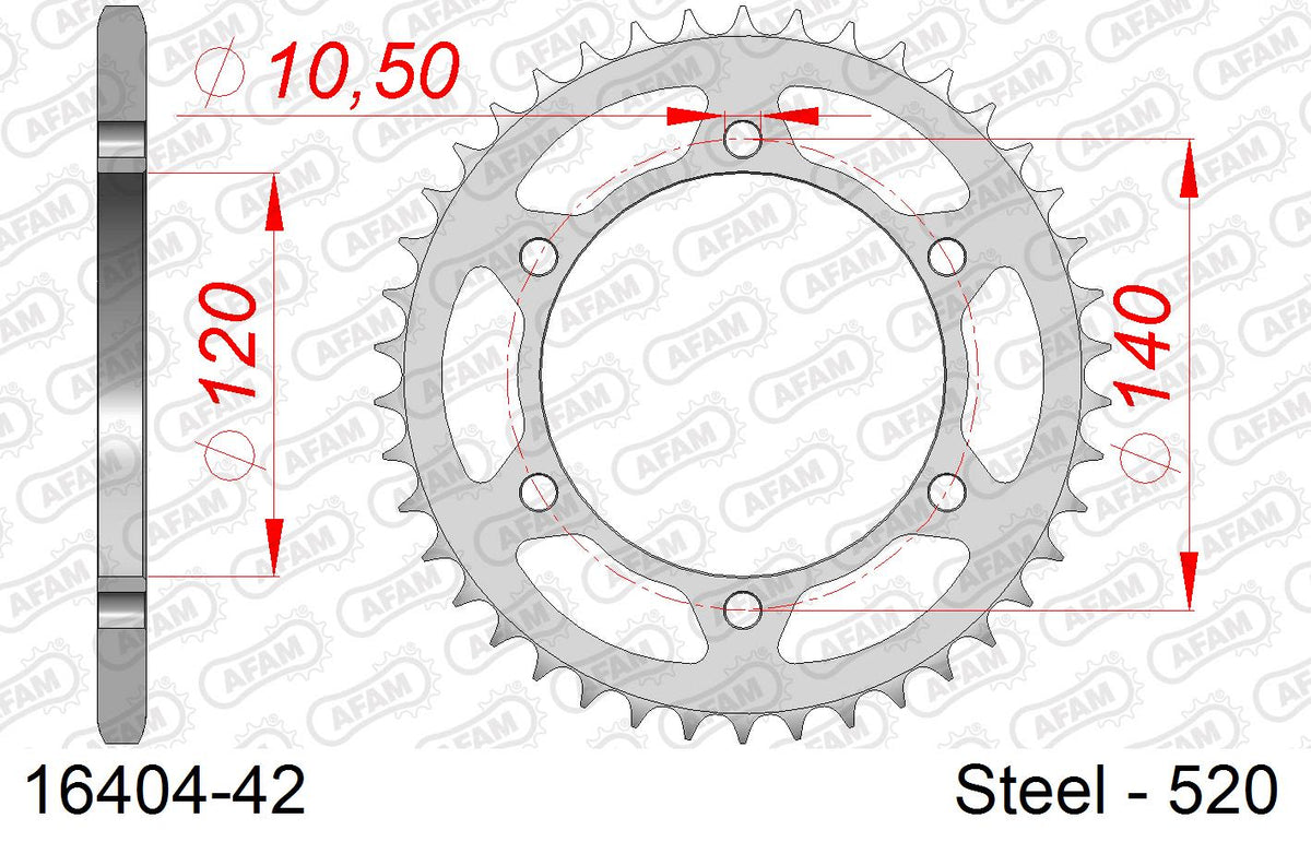 Corona AFAM 16404-42 in acciaio passo 520 KAWASAKI EN 500 1994  -2009  