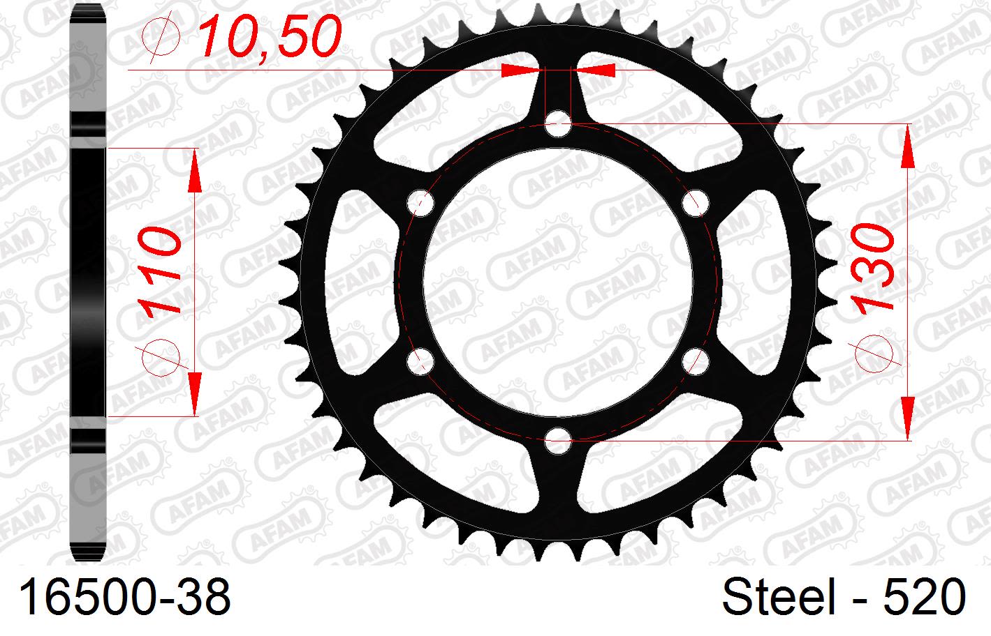 Corona AFAM 16500-38 in acciaio passo 520 KAWASAKI ZR 550 ZEPHYR 1990  -1999  