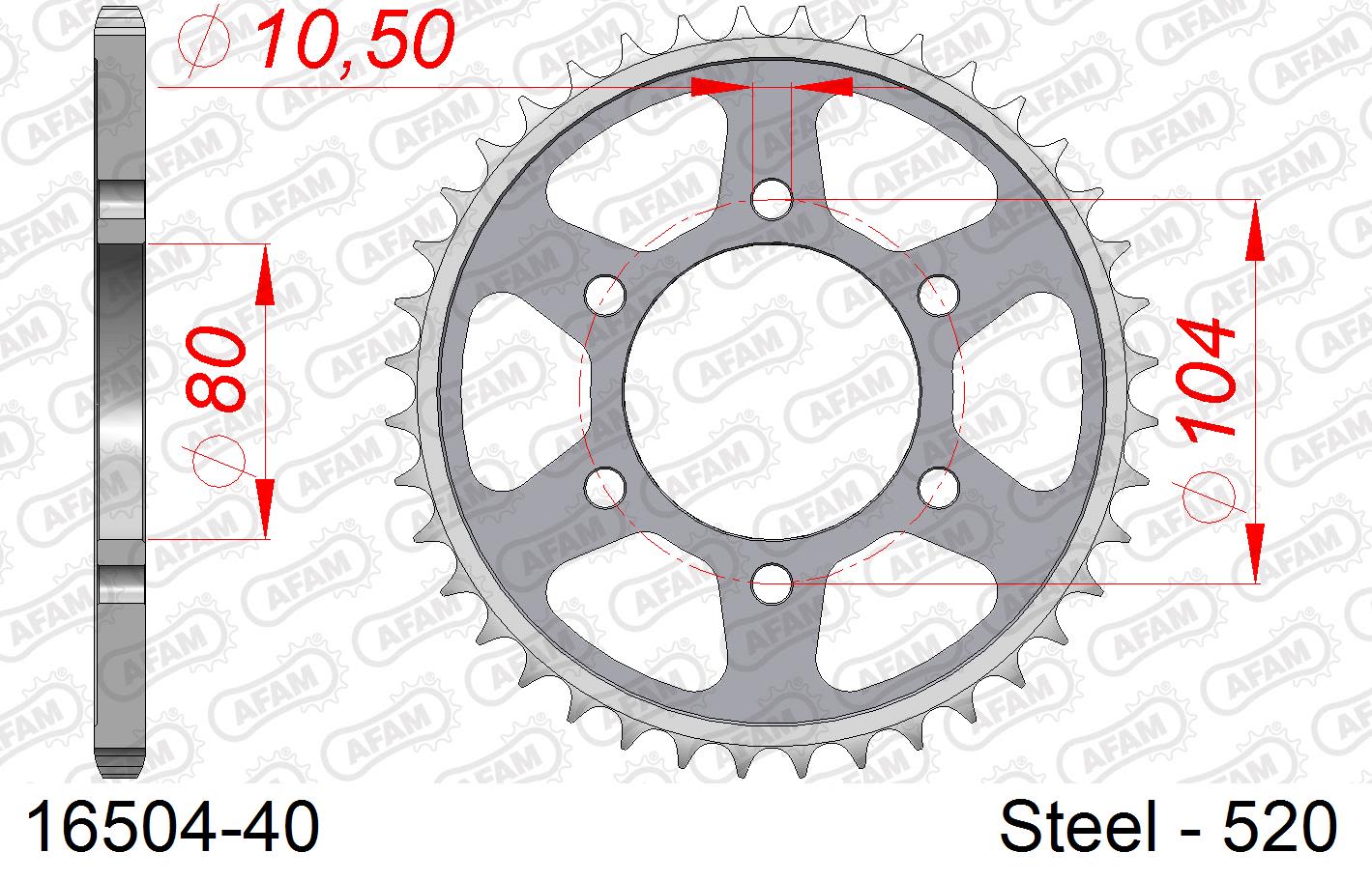 Corona AFAM 16504-40 in acciaio passo 520 KAWASAKI ZX 6 RR 2003  -2004  