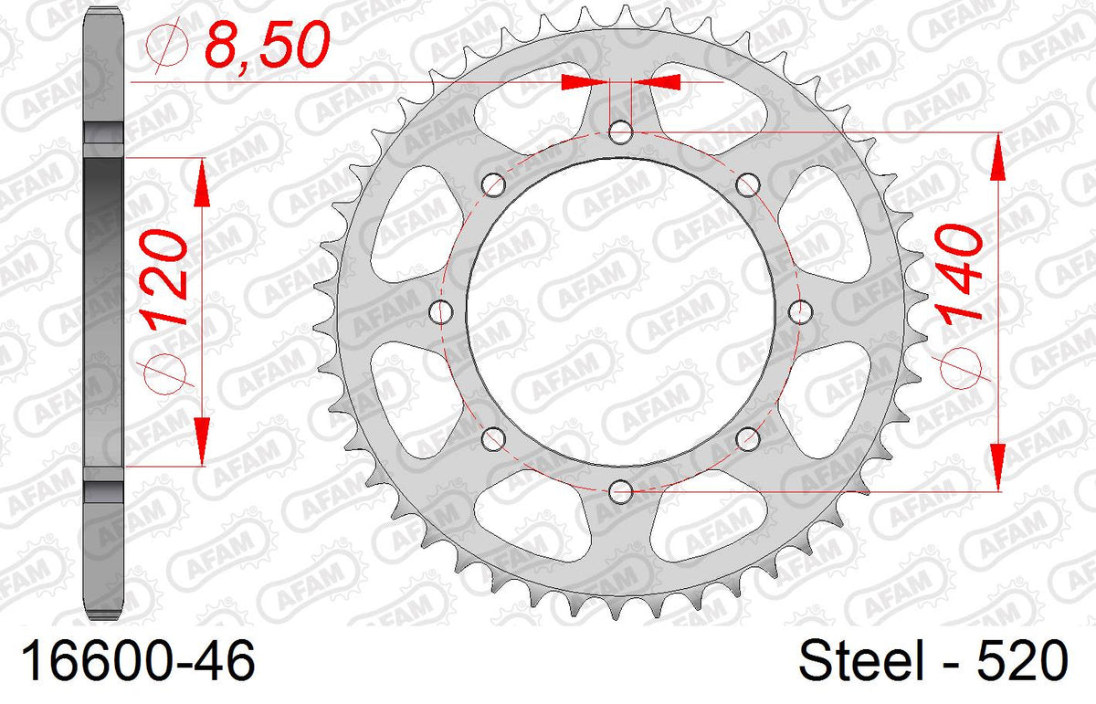 Corona AFAM 16600-46 in acciaio passo 520 KAWASAKI KLE 500 1996  -2004  