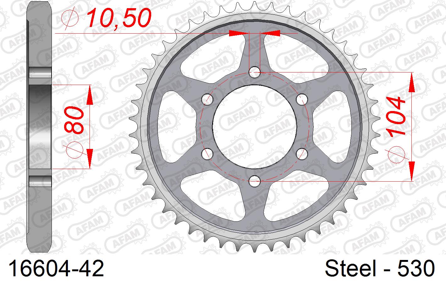 Corona AFAM 16604-42 in acciaio passo 530 KAWASAKI ZRX 1200 R ZR 1200 2001  -2008  