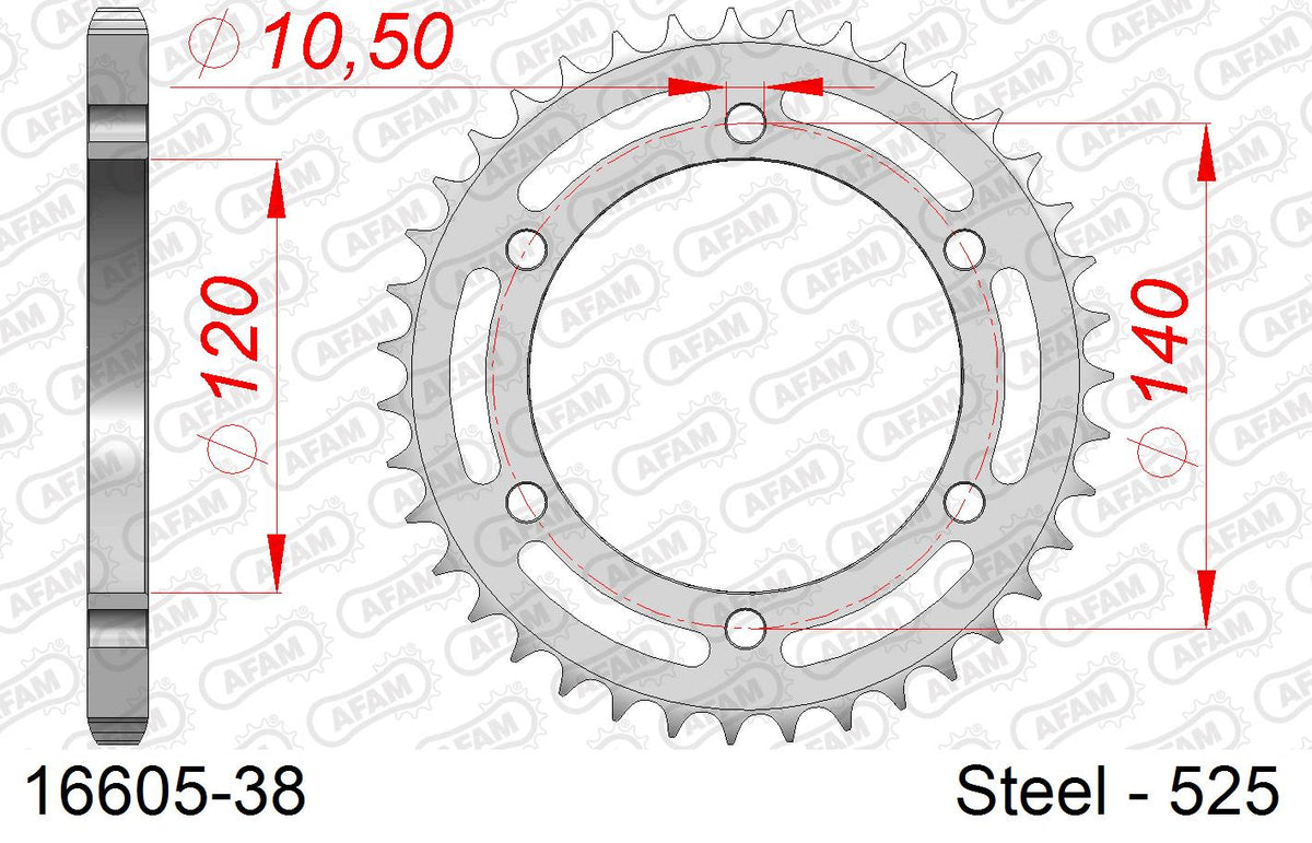 Corona AFAM 16605-38 in acciaio passo 525 KAWASAKI ZR 7 S ZR 750 2001  -2005  