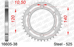 Corona AFAM 16605-38 in acciaio passo 525 KAWASAKI ZR 7 S ZR 750 2001  -2005  