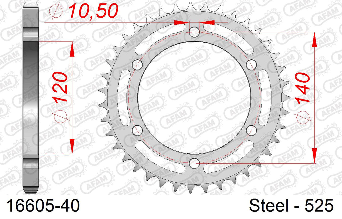 Corona AFAM 16605-40 in acciaio passo 525 KAWASAKI ZX 6 R 1995  -1997  