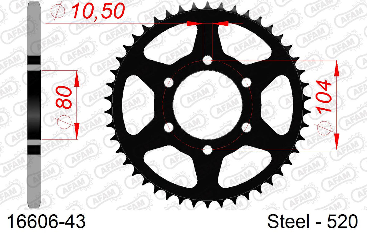 Corona AFAM 16606-43 in acciaio passo 520 KAWASAKI ZX 400 Z400F2 1984  -1993  