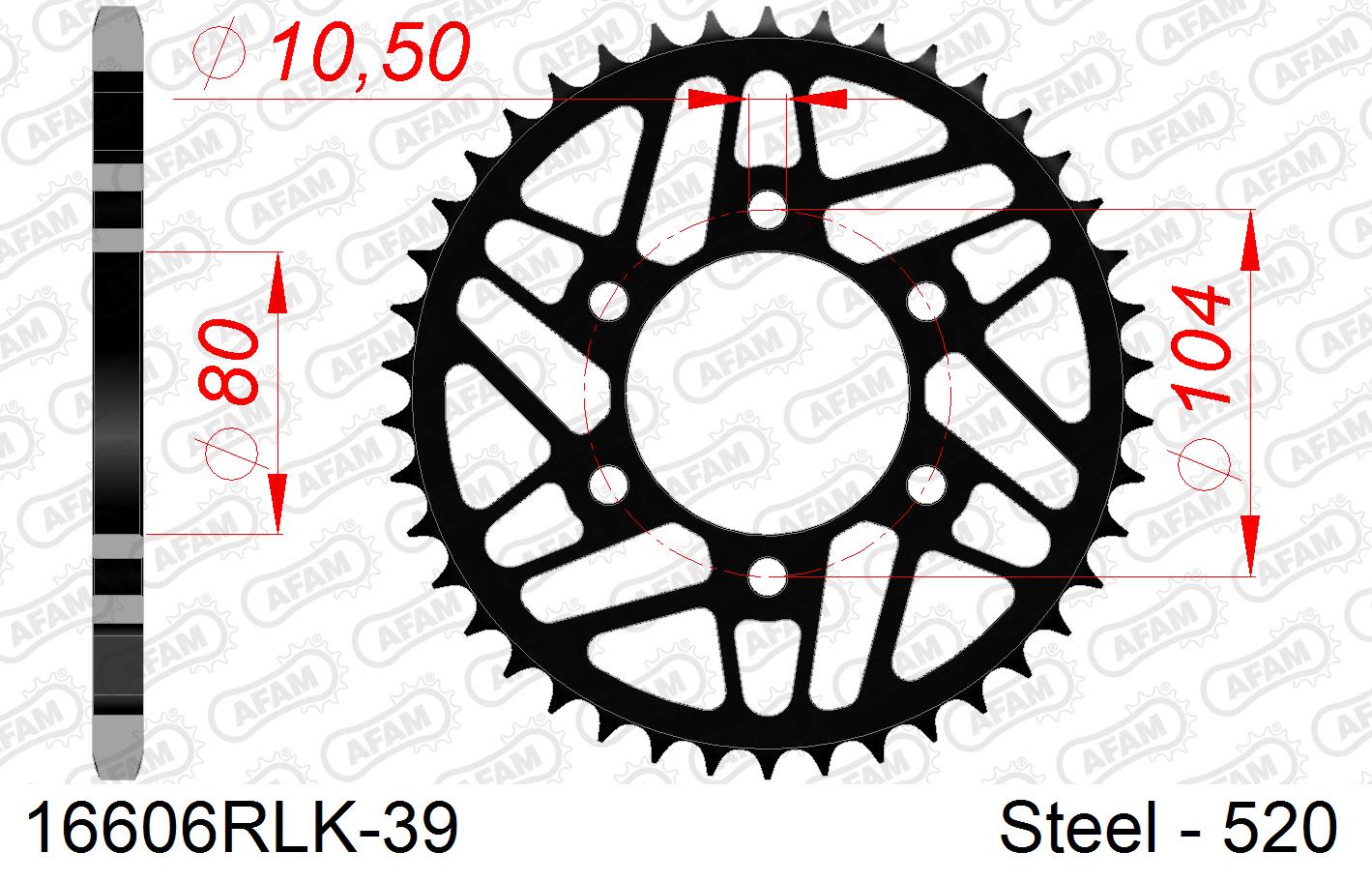 Corona AFAM 16606RLK-39 in acciaio passo 520 KAWASAKI ZX 10 R ZX 1000 2011  -2015  