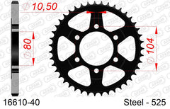 Corona AFAM 16610-40 in acciaio passo 525 KAWASAKI Z 1000 ZR 1000 2007  -2009  