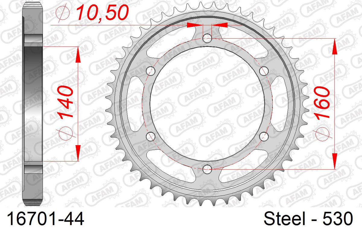 Corona AFAM 16701-44 in acciaio passo 530 KAWASAKI ZZR 1100 ZX 1100 1996  -2001  