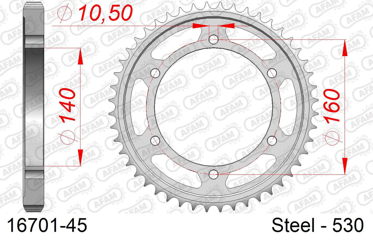 Corona AFAM 16701-45 in acciaio passo 530 KAWASAKI ZX 10 ZX 1000 1988  -1990  