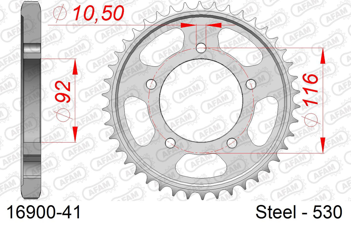 Corona AFAM 16900-41 in acciaio passo 530 KAWASAKI ZZR 1400 ZX 1400 2006  -2008  