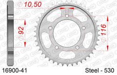 Corona AFAM 16900-41 in acciaio passo 530 KAWASAKI ZZR 1400 ZX 1400 2006  -2008  