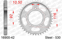 Corona AFAM 16900-42 in acciaio passo 530 KAWASAKI ZZR 1400 PERFORMANCE SPORT ABS 2016  -2018  