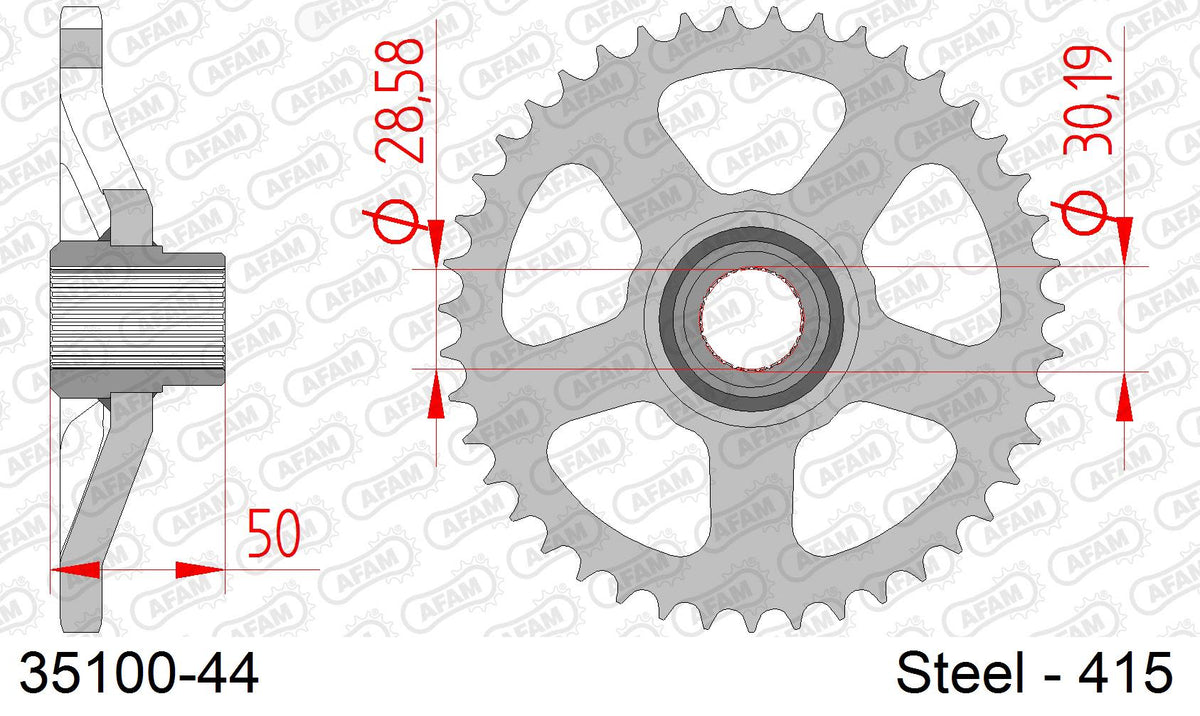 Corona AFAM 35100-44 in acciaio passo 415 APRILIA RS 50 1995  -1998  