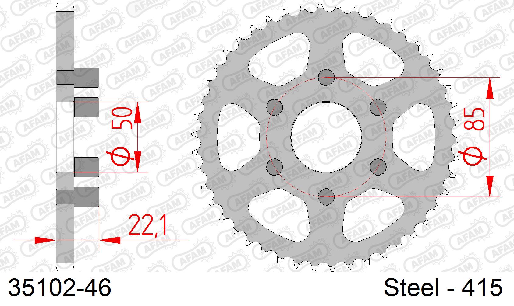 Corona AFAM 35102-46 in acciaio passo 415 APRILIA 50 CLASSIC 1992  -2001  