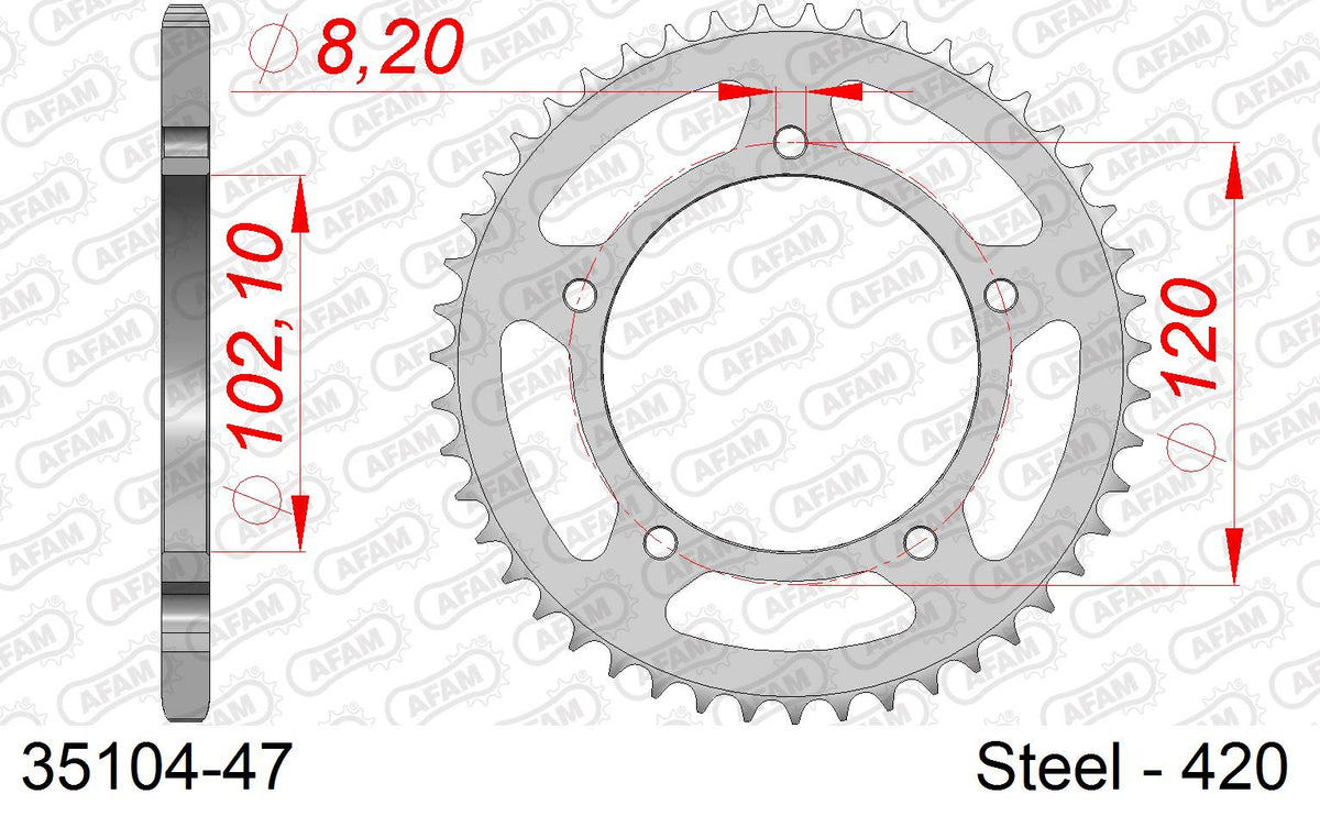 Corona AFAM 35104-47 in acciaio passo 420 APRILIA RS 50 1999  -2005  