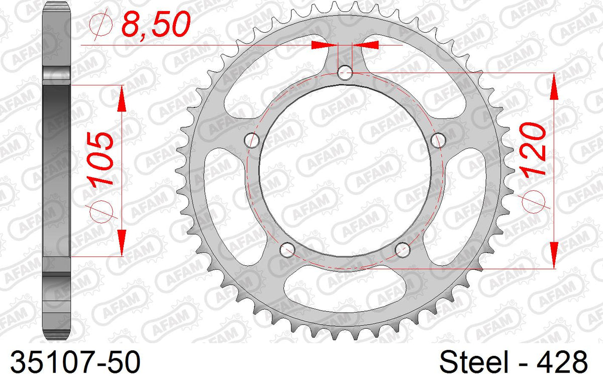 Corona AFAM 35107-50 in acciaio passo 428 MBK 50 X LIMIT SUPERMOTO 2002