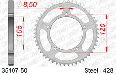 Corona AFAM 35107-50 in acciaio passo 428 MBK 50 X LIMIT SUPERMOTO 2002