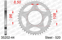 Corona AFAM 35202-44 in acciaio passo 520 GILERA 125 XR1/XR2 1989