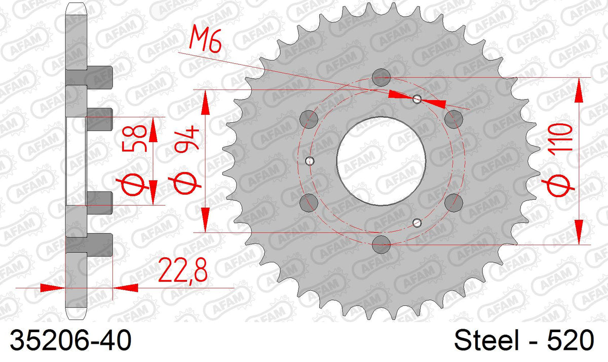 Corona AFAM 35206-40 in acciaio passo 520 APRILIA 125 CLASSIC 1995  -2001  