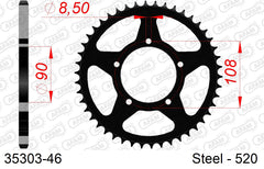 Corona AFAM 35303-46 in acciaio passo 520 APRILIA ETX 350 TUAREG 1985  -1987  