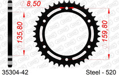 Corona AFAM 35304-42 in acciaio passo 520 BETA 350 JONATHAN 2001  -2002  