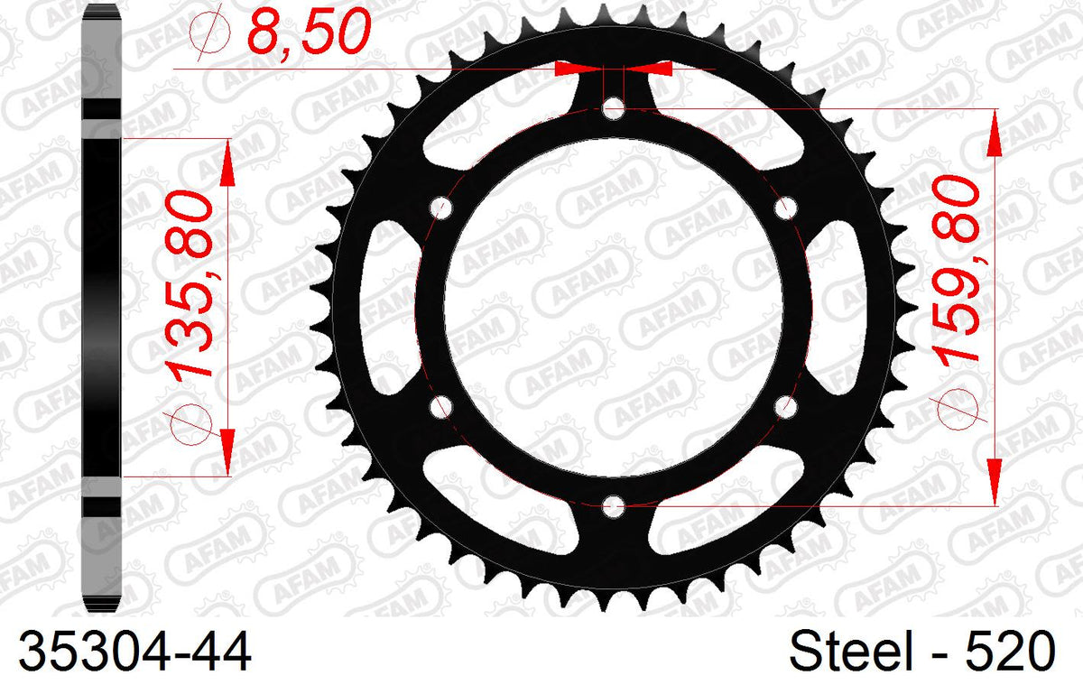 Corona AFAM 35304-44 in acciaio passo 520 APRILIA 650 IE PEGASO FACTORY 2006  -2010  