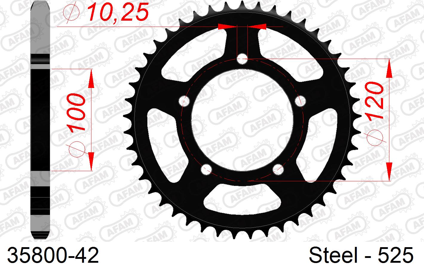 Corona AFAM 35800-42 in acciaio passo 525 APRILIA RSV 1000 1998  -2003  