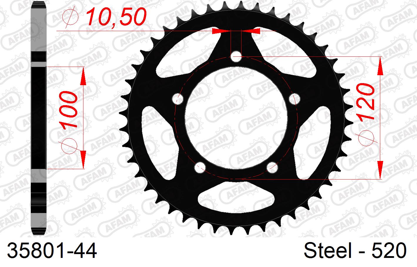 Corona AFAM 35801-44 in acciaio passo 520 APRILIA 650 IE PEGASO STRADA 2005  -2010  