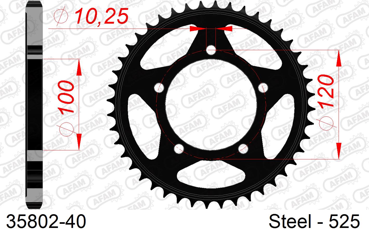 Corona AFAM 35802-40 in acciaio passo 525 APRILIA RSV 1000 2004  -2008  