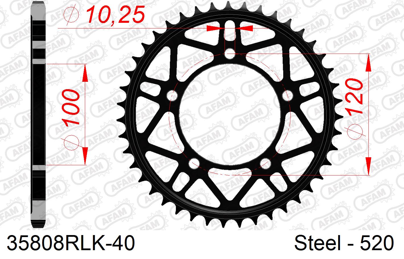 Corona AFAM 35808RLK-40 in acciaio passo 520 APRILIA RSV4 1000 FACTORY 2009  -2010  