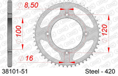 Corona AFAM 38101-51 in acciaio passo 420 BETA RR 50 ENDURO 2006  -2017  