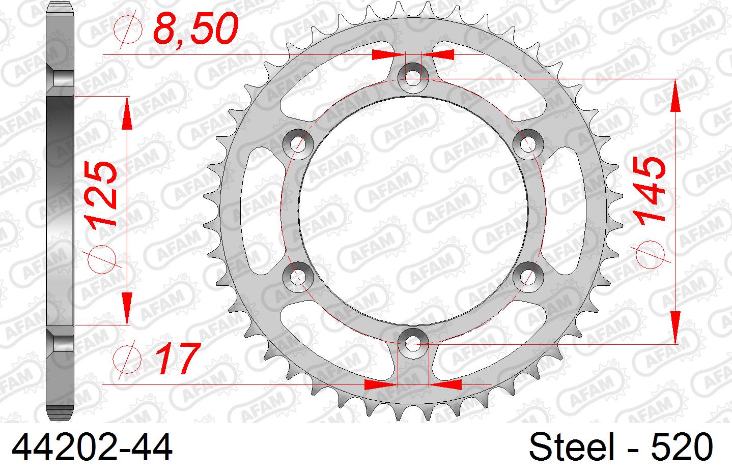 Corona AFAM 44202-44 in acciaio passo 520 CAGIVA 125 K7 1989  -1992  