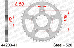 Corona AFAM 44203-41 in acciaio passo 520 CAGIVA 125 MITO EVO 1992  -1999  