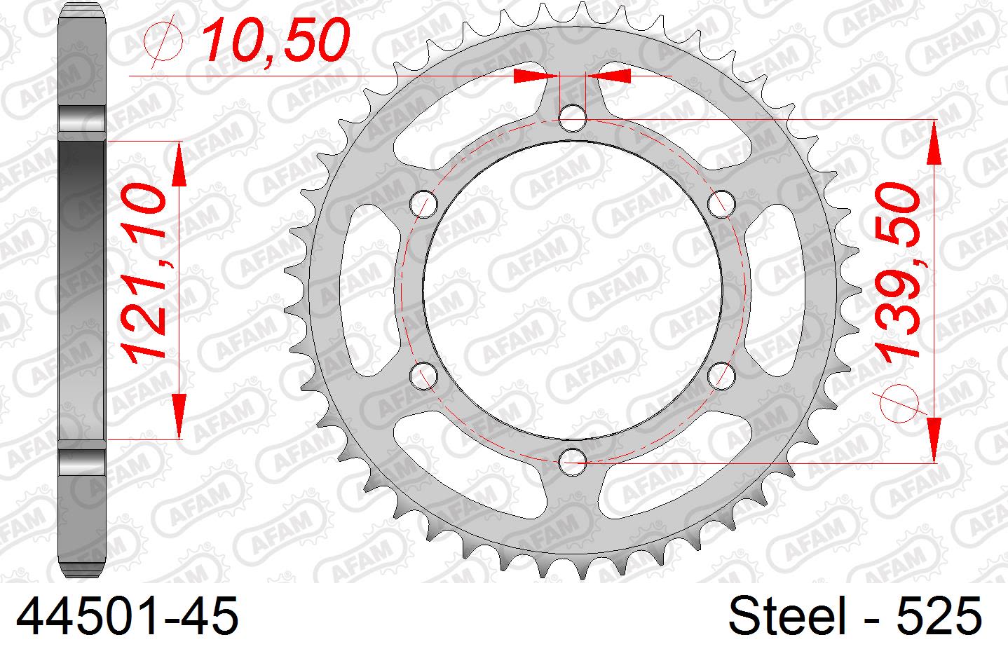 Corona AFAM 44501-45 in acciaio passo 525 CAGIVA 650 V-RAPTOR 2001  -2007  