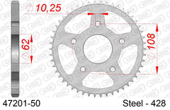 Corona AFAM 47201-50 in acciaio passo 428 DERBI GPR 125 NUDE 2004  -2008  