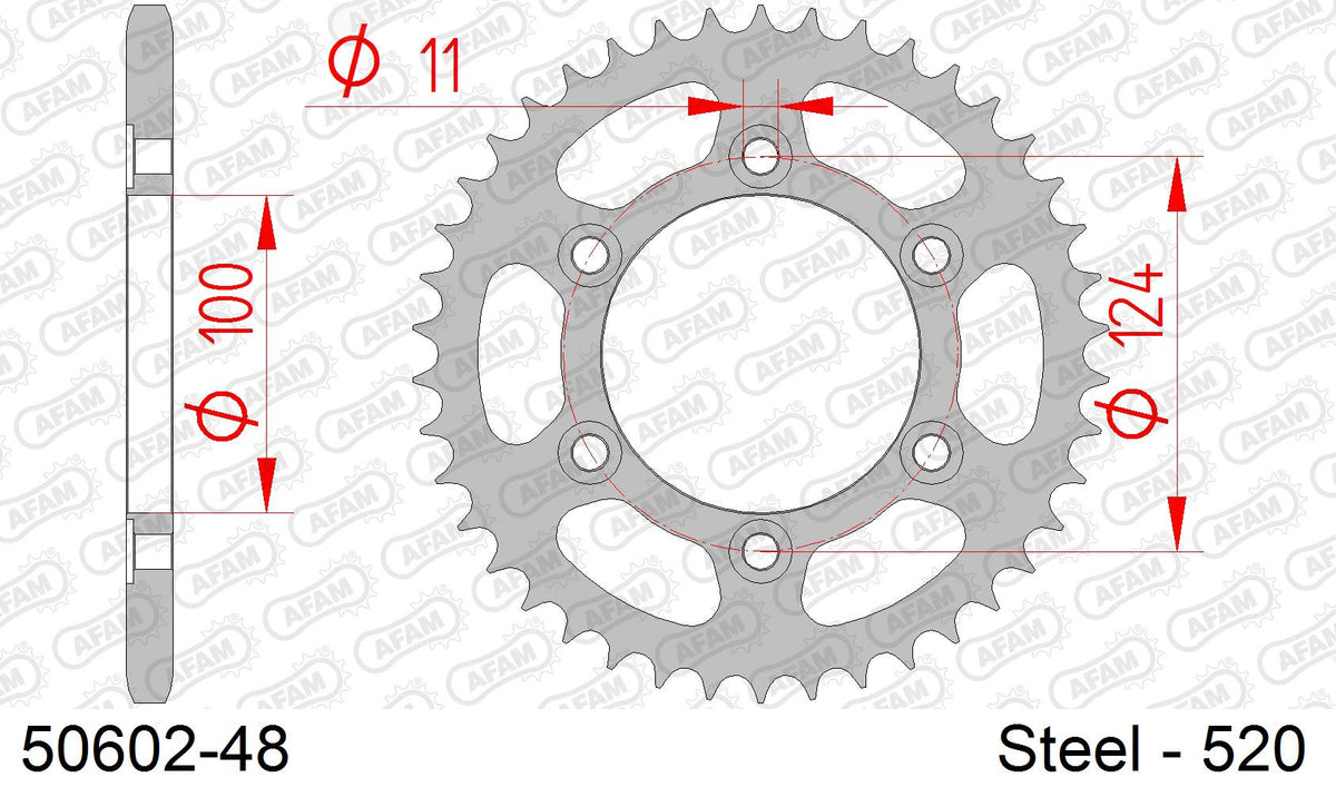 Corona AFAM 50602-48 in acciaio passo 520 DUCATI 620 MONSTER 2005  -2006  