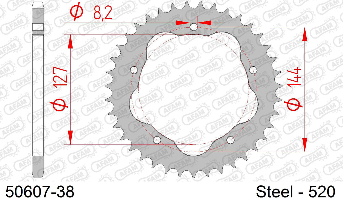 Corona AFAM 50607-38 in acciaio passo 520 DUCATI 748 BIPOSTO 1995  -2002  