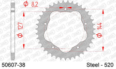 Corona AFAM 50607-38 in acciaio passo 520 DUCATI 748 BIPOSTO 1995  -2002  