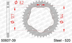 Corona AFAM 50607-39 in acciaio passo 520 DUCATI 848 2008  -2010  