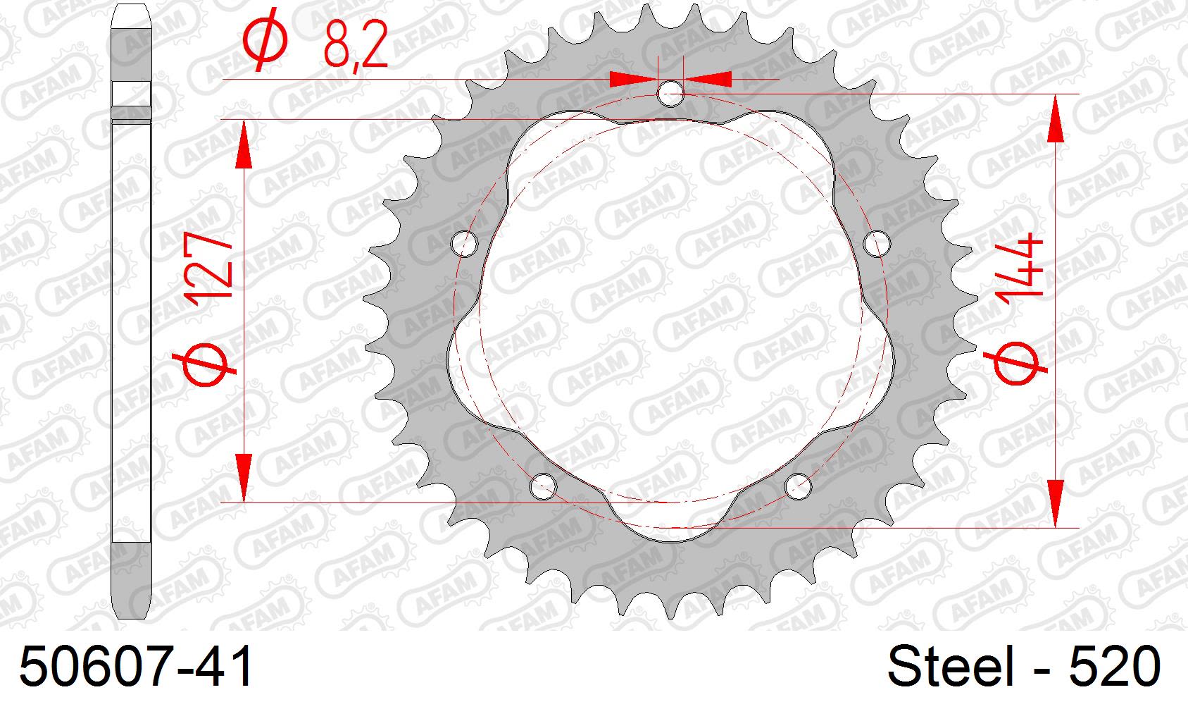 Corona AFAM 50607-41 in acciaio passo 520 DUCATI 800 S2R MONSTER 2005  -2007  