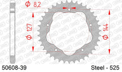 Corona AFAM 50608-39 in acciaio passo 525 DUCATI 848 2008  -2010  