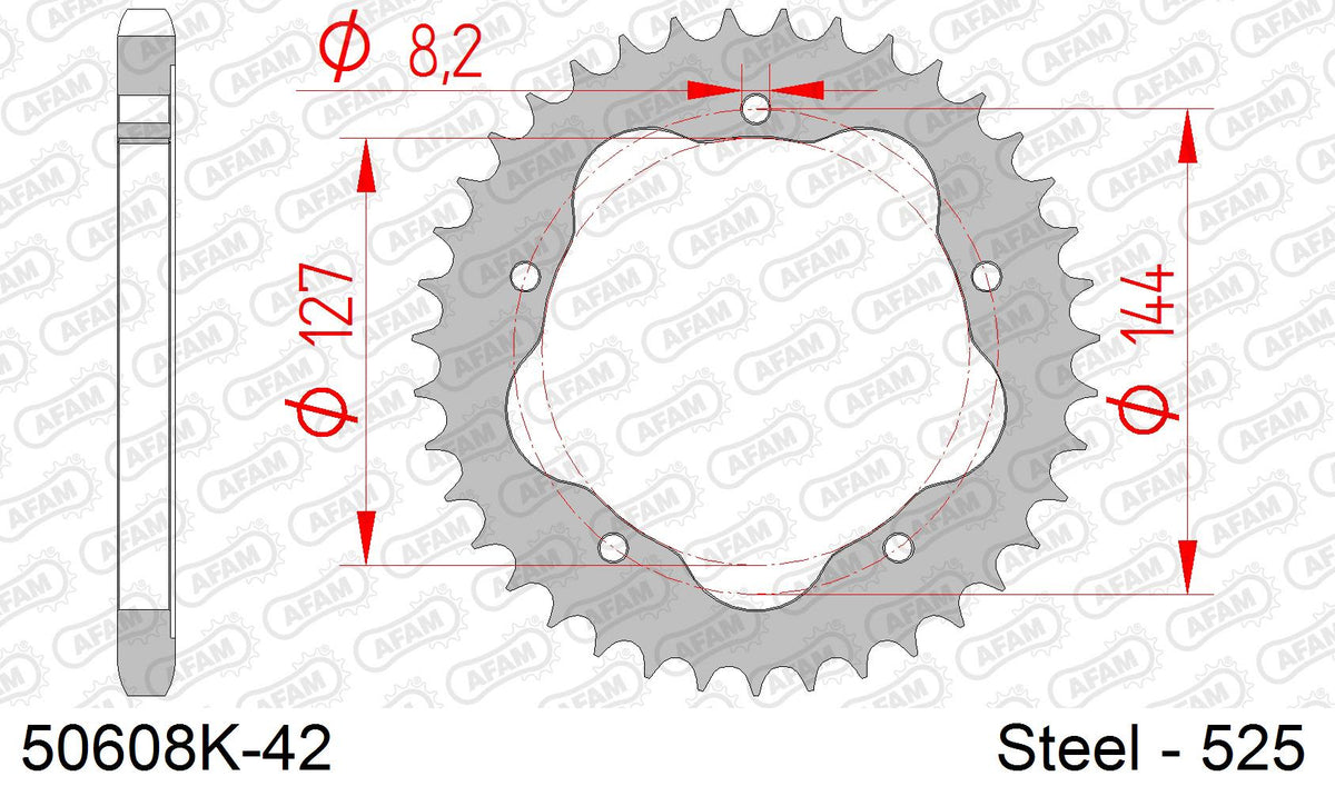 Corona AFAM 50608K-42 in acciaio passo 525 nera DUCATI S 1000 DS MULTISTRADA 2005  -2006  