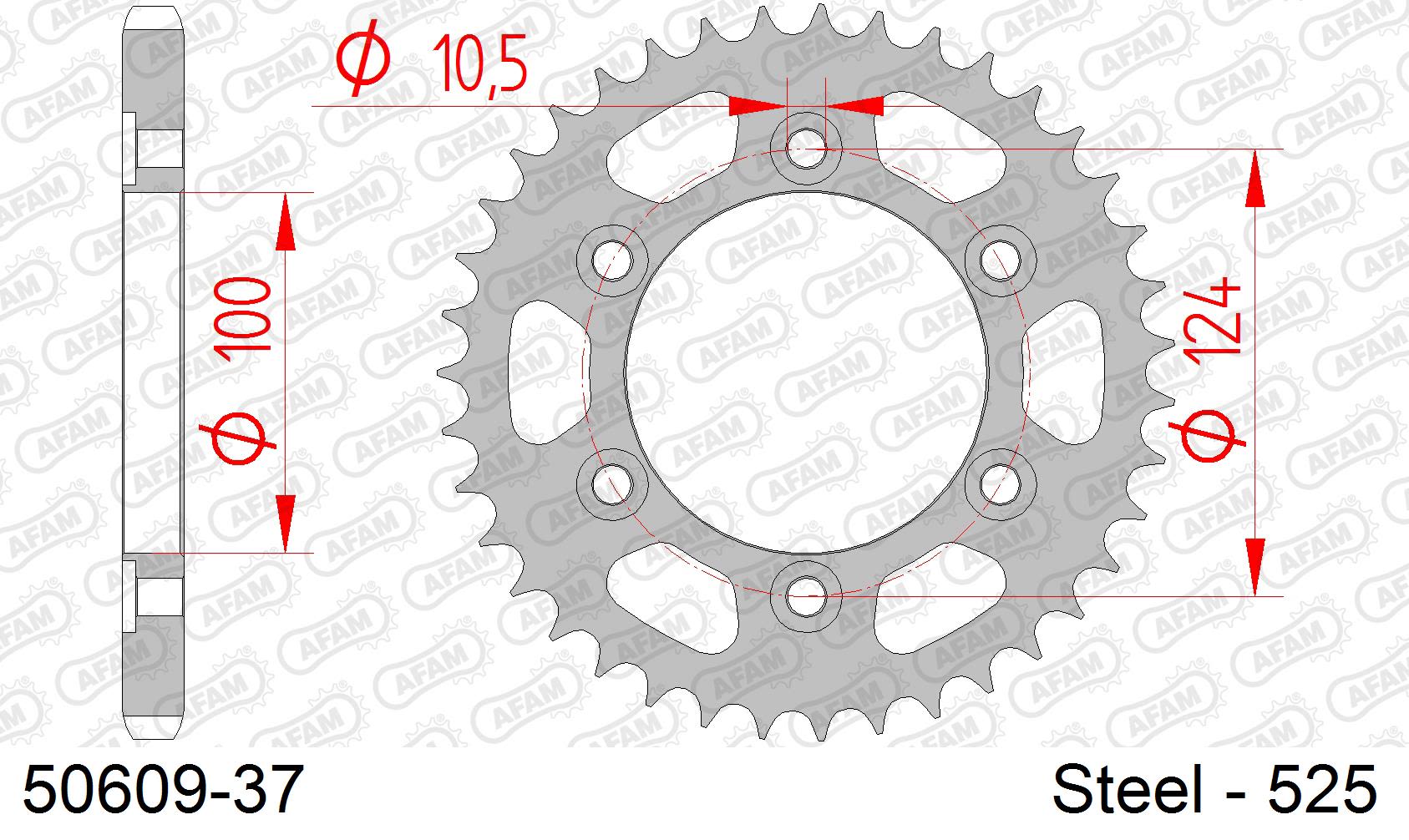 Corona AFAM 50609-37 in acciaio passo 525 DUCATI 916 S4 MONSTER 2001  -2003  