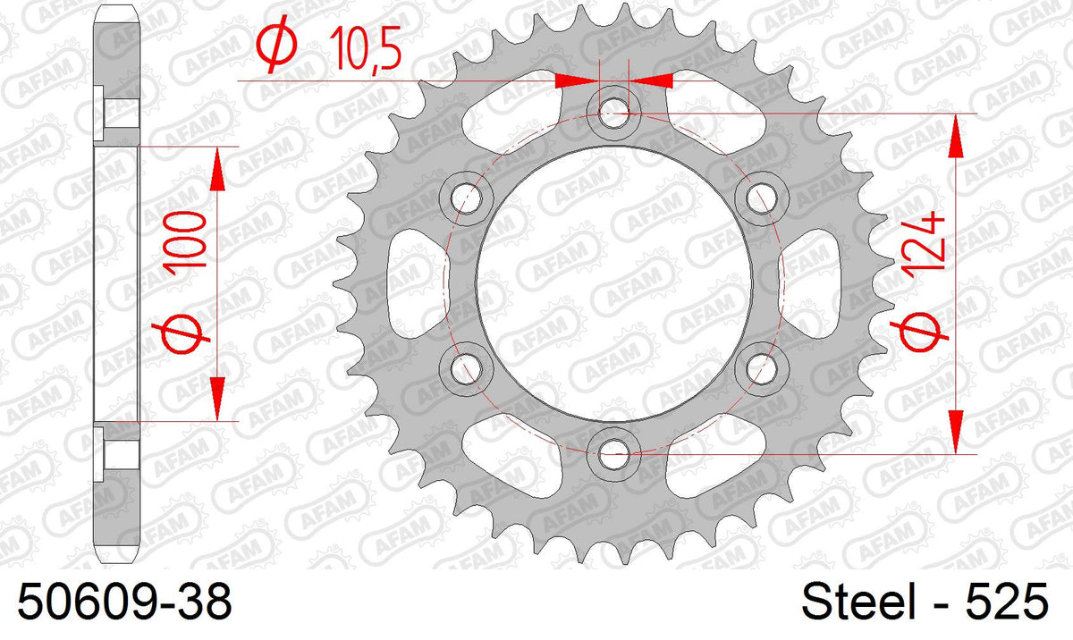 Corona AFAM 50609-38 in acciaio passo 525 DUCATI 1000 DS SUPERSPORT 2005  -2006  