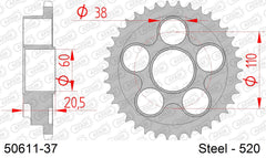 Corona AFAM 50611-37 in acciaio passo 520 DUCATI 748 SP 1995  -1998  