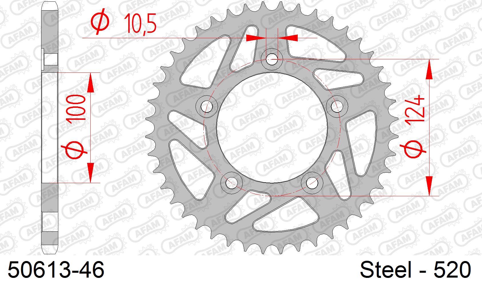 Corona AFAM 50613-46 in acciaio passo 520 DUCATI 797 + MONSTER 2018  -2019  