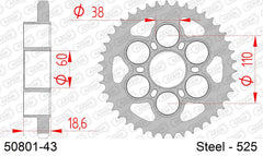 Corona AFAM 50801-43 in acciaio passo 525 DUCATI 1200 DIAVEL 2011  -2018  