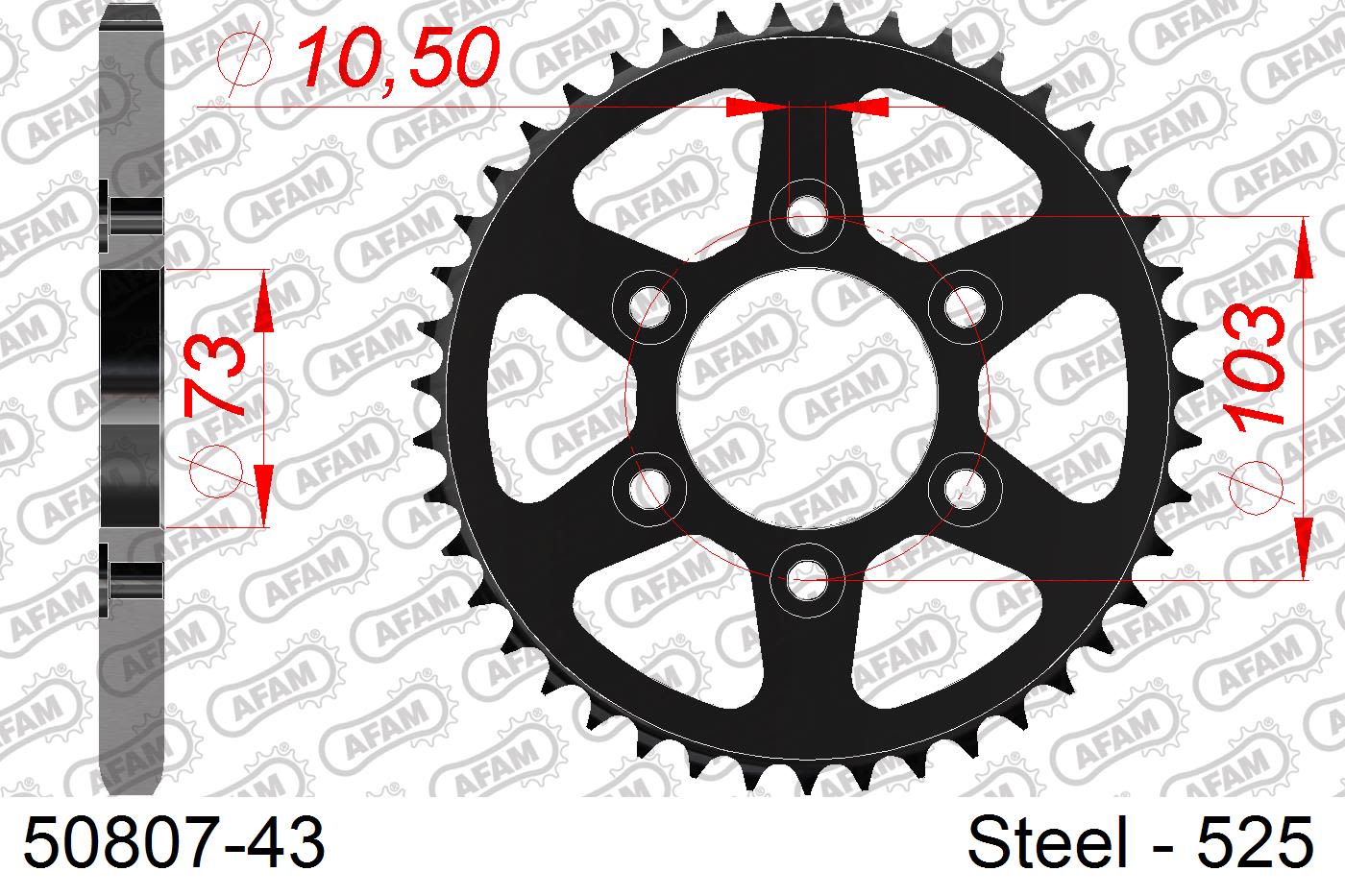 Corona AFAM 50807-43 in acciaio passo 525 DUCATI MULTISTRADA V2 - S 2022