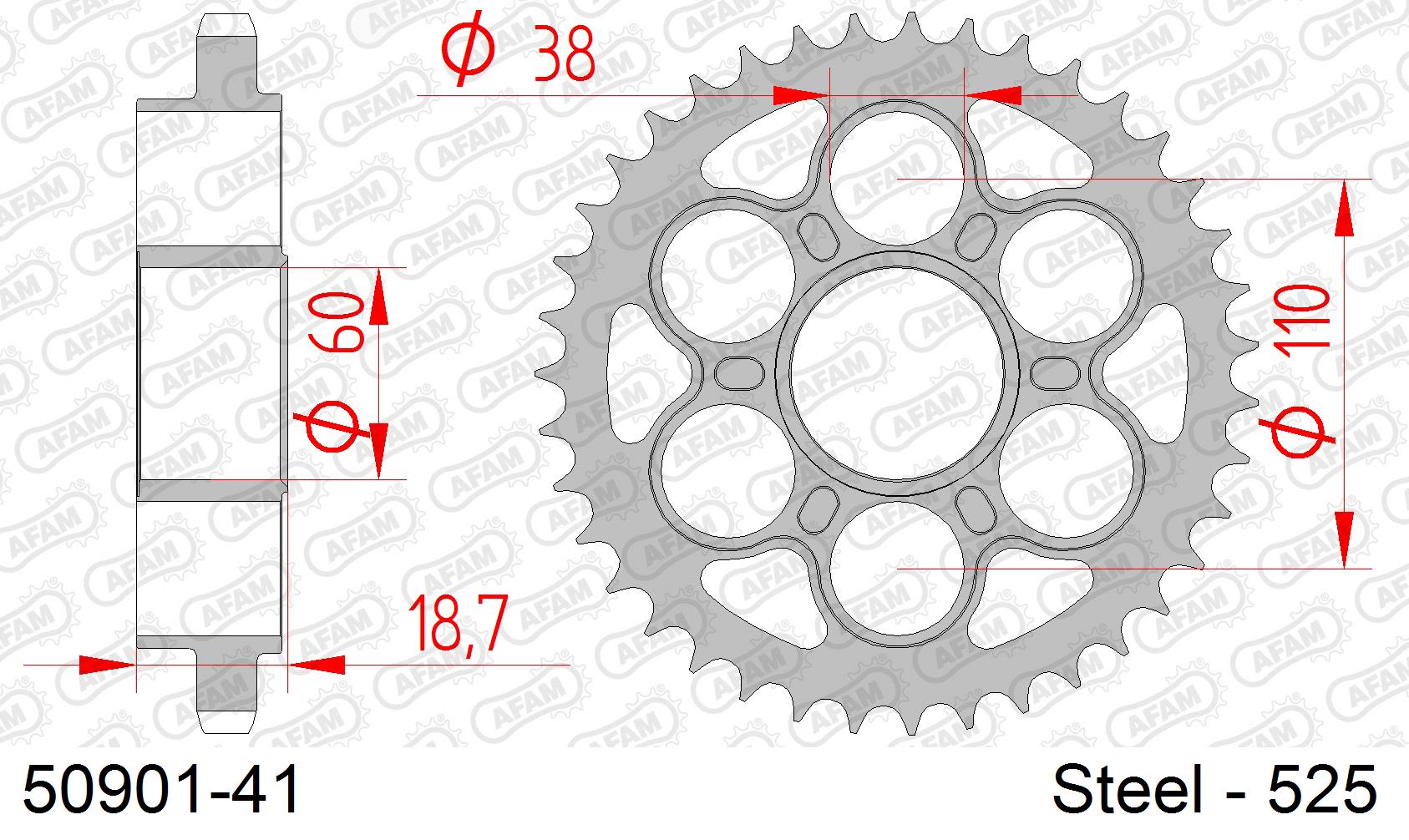 Corona AFAM 50901-41 in acciaio passo 525 DUCATI V4 1100 PANIGALE 2018  -2022  