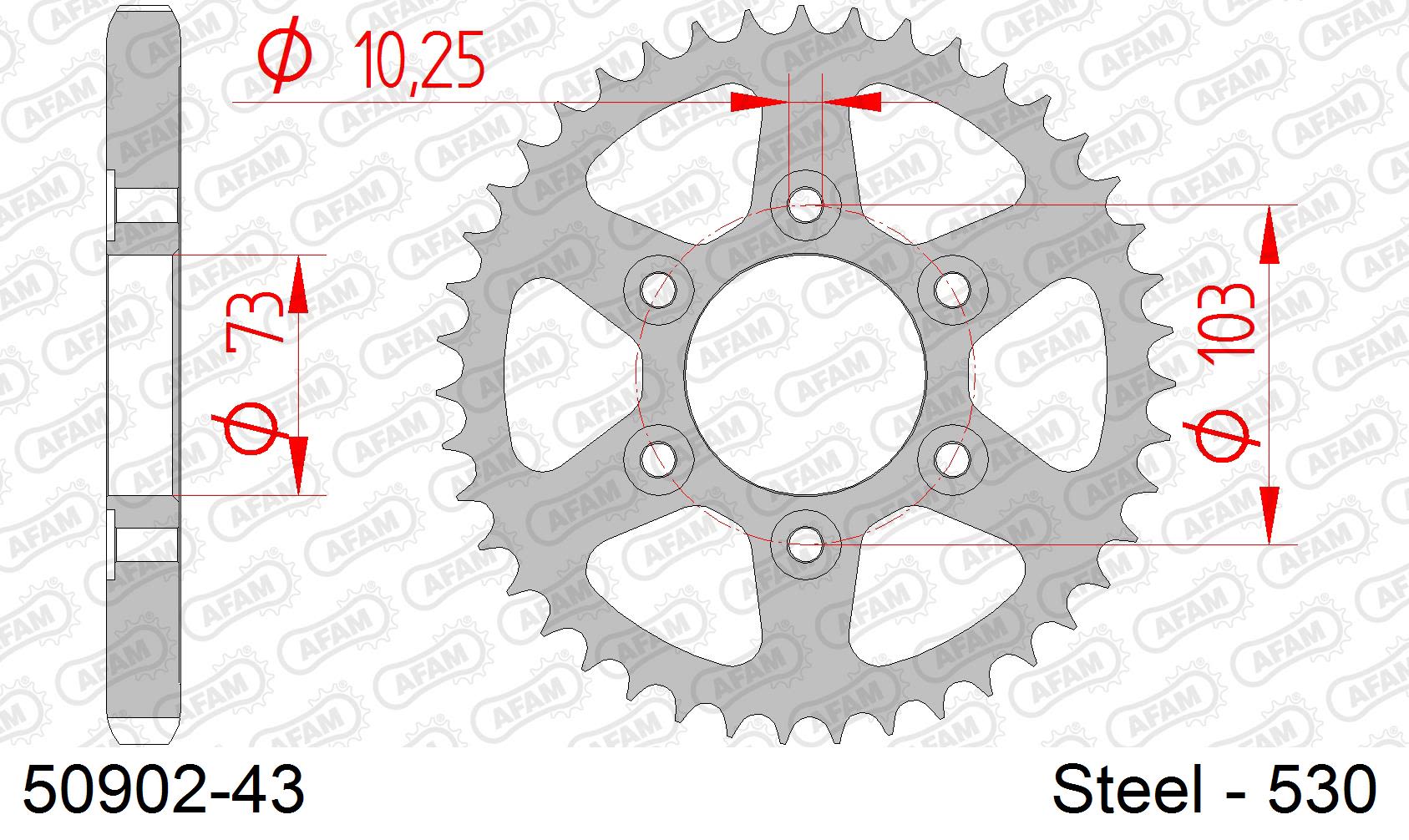 Corona AFAM 50902-43 in acciaio passo 530 DUCATI 1200 MULTISTRADA ENDURO 2016  -2018  